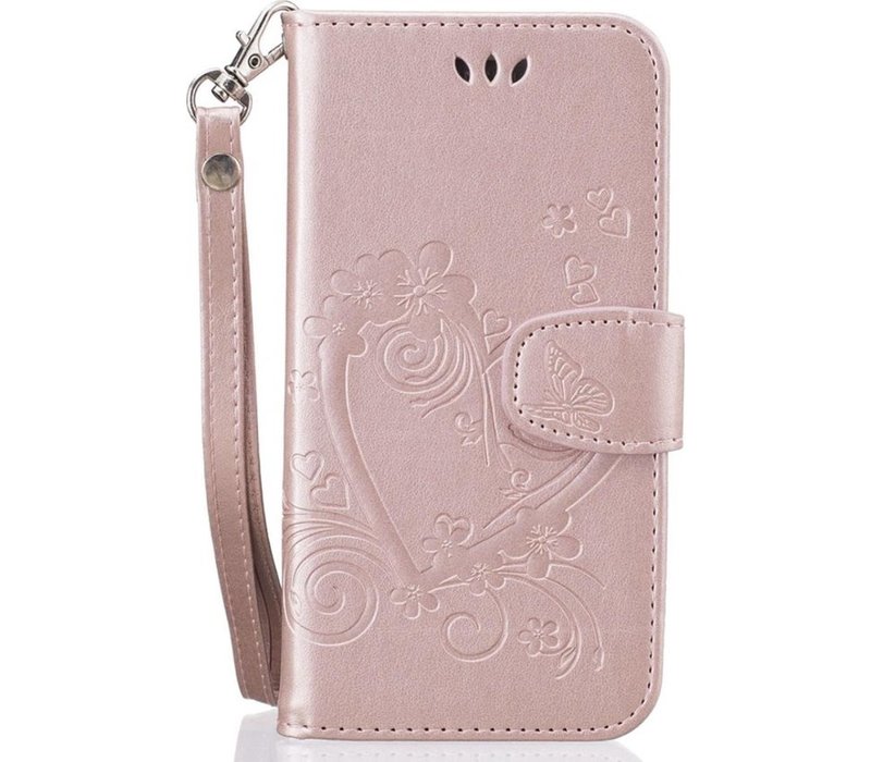 Notebook de ober Mona Lisa Samsung Galaxy S9 Bookcase - Roze - Vlinders - Portemonnee Hoesje - YPCd