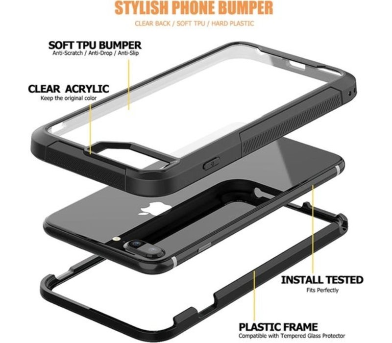 Apple iPhone 7 Plus - iPhone 8 Plus Backcover - Zwart - Shockproof Armor - Hybrid - 3 meter drop tested