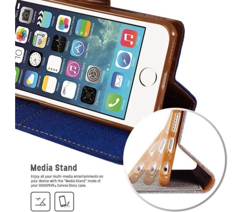 Luxe Denim Book case voor Apple iPhone 6 - iPhone 6s - Blauw - Spijkerstof - Portemonnee hoesje