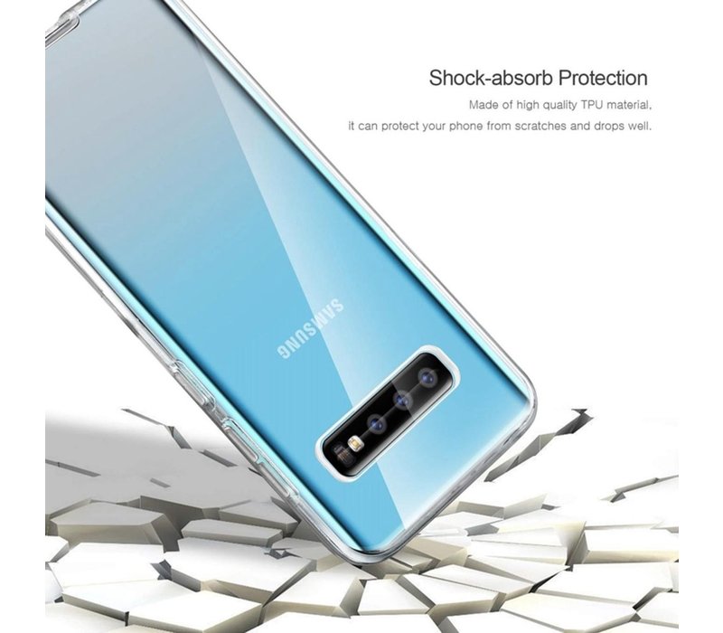 Samsung Galaxy S10 Case - Transparant Siliconen - Voor- en Achterkant - 360 Bescherming - Screen protector hoesje - (0.4mm)