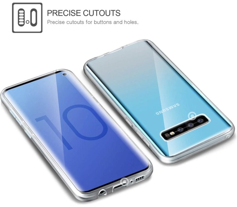 Samsung Galaxy S10 Case - Transparant Siliconen - Voor- en Achterkant - 360 Bescherming - Screen protector hoesje - (0.4mm)