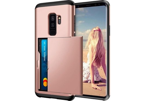 Luxe Cardslot voor Samsung Galaxy S9 Plus | Roze | TPU - Hard PC | Wallet | Pasjeshouder | Shockproof