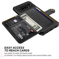 3 in 1 Back cover voor Samsung Galaxy S10 | Zwart | TPU - PU Leer | Pasjeshouder met Magneet voor Autohouder