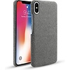 Luxe back cover voor Apple iPhone X - iPhone XS - Grijs - Stof textuur canvas