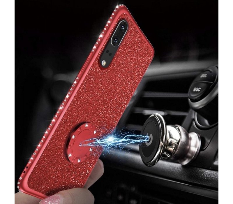 Glitter Back cover voor Huawei P30 Pro - Roze - Soft TPU - Magneet