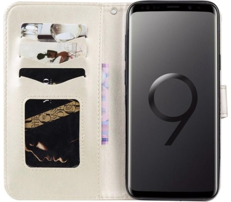Samsung Galaxy S9 Bookcase - Goud - Vlinders - Portemonnee Hoesje