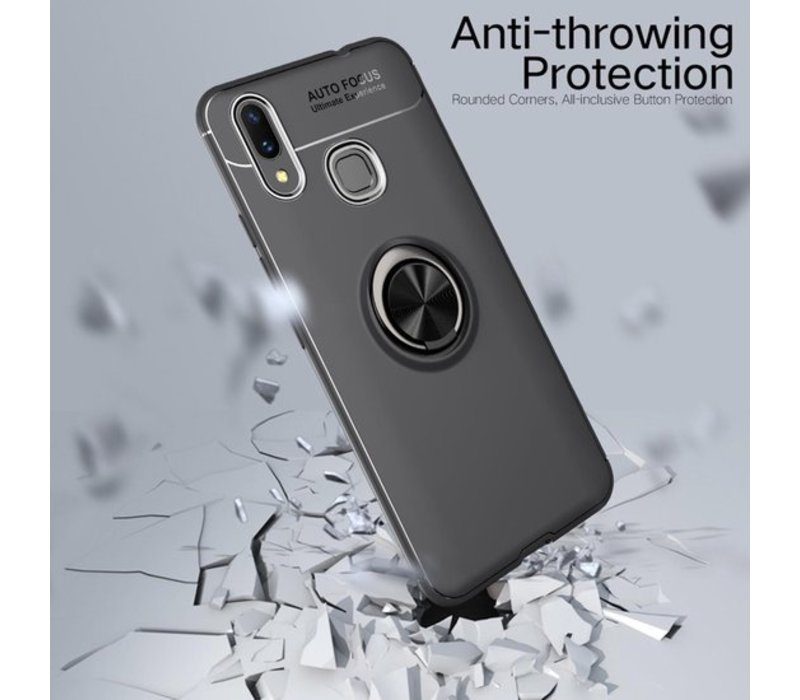 Luxe Magnetische Back cover voor Samsung Galaxy A70 - Zwart - TPU - Magnetisch voor autohouder - Kickstand