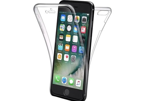 Apple iPhone 7 Plus - iPhone 8 Plus Case - Transparant Siliconen - Voor- en Achterkant - 360 Bescherming - Screen protector hoesje - (0.4mm)