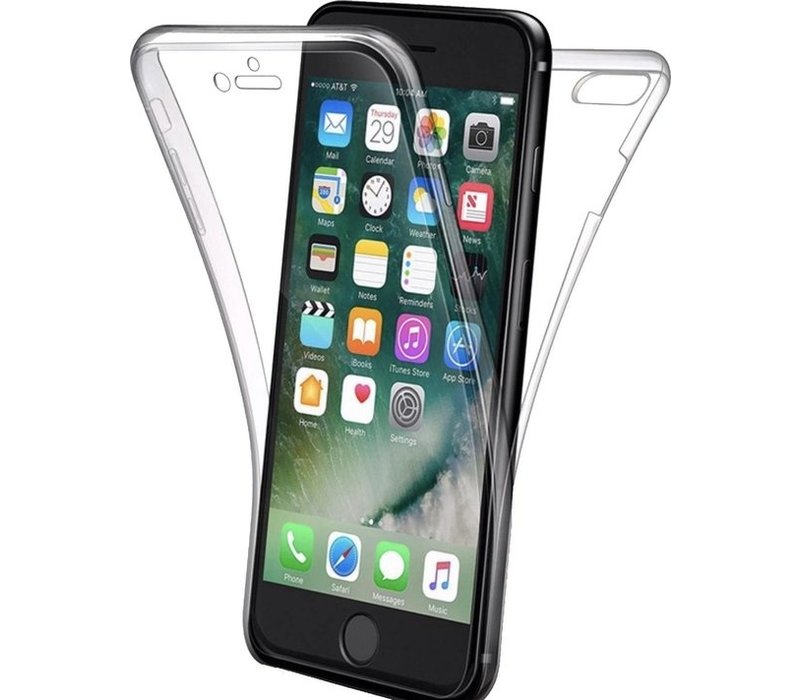 Direct resultaat De onze Apple iPhone 7 Plus - iPhone 8 Plus Case - Transparant Siliconen - Voor- en  Achterkant - 360 Bescherming - Screen protector hoesje - (0.4mm) - YPCd