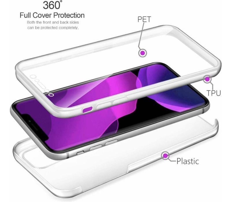 Apple iPhone 11 Case - Transparant Siliconen - Voor- en Achterkant - 360 Bescherming - Screen protector hoesje - (0.4mm)
