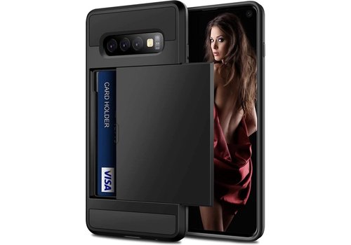 Samsung Galaxy S10 Backcover - Zwart - Pasjeshouder - Hard PC hoesje