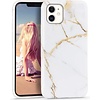 Apple iPhone 12 hoesje - Wit / Goud - Marmer - Soft TPU