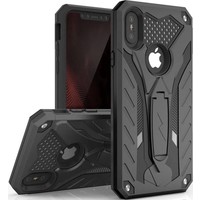 Apple iPhone X - iPhone XS Backcover - Zwart - Armor Shockproof - met Kickstand