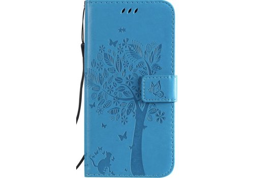 Apple iPhone XR Bookcase - Blauw - Bloemen - Portemonnee Hoesje