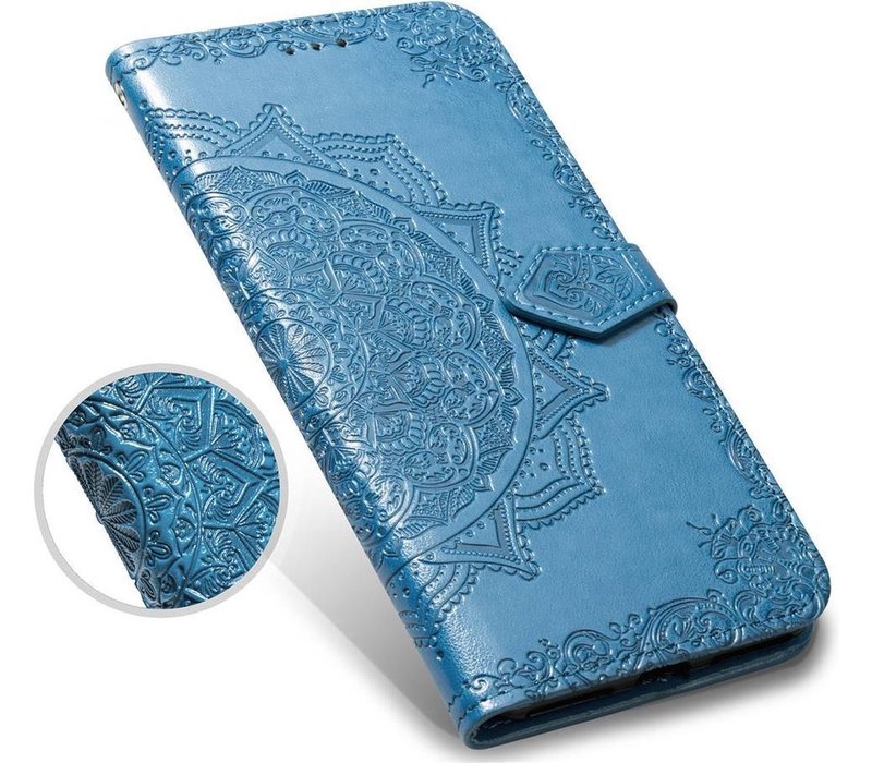 Apple iPhone SE 2020 Bookcase - Blauw - Bloemen - Portemonnee Hoesje