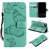 Apple iPhone 7 - 8 Bookcase - Groen - Vlinders - Portemonnee Hoesje