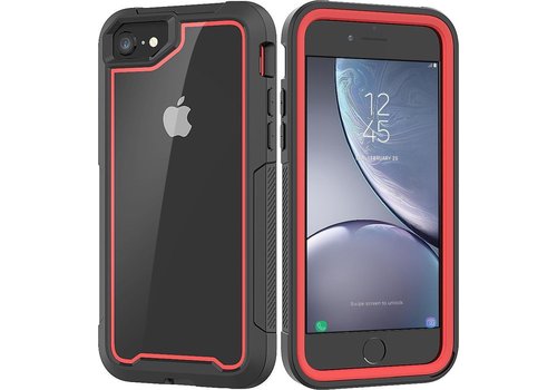 Apple iPhone 7 / 8 Backcover - Zwart / Rood - Shockproof Armor - Hybrid - Drop Tested