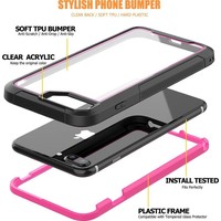 Apple iPhone 7 / 8 Backcover - Zwart / Roze - Shockproof Armor - Hybrid - Drop Tested