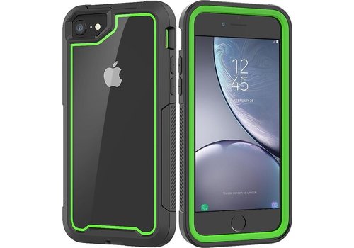 Apple iPhone 7 / 8 Backcover - Zwart / Groen - Shockproof Armor - Hybrid - Drop Tested