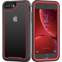 Apple iPhone 7 / 8 Plus Backcover - Zwart / Rood - Shockproof Armor - Hybrid - Drop Tested