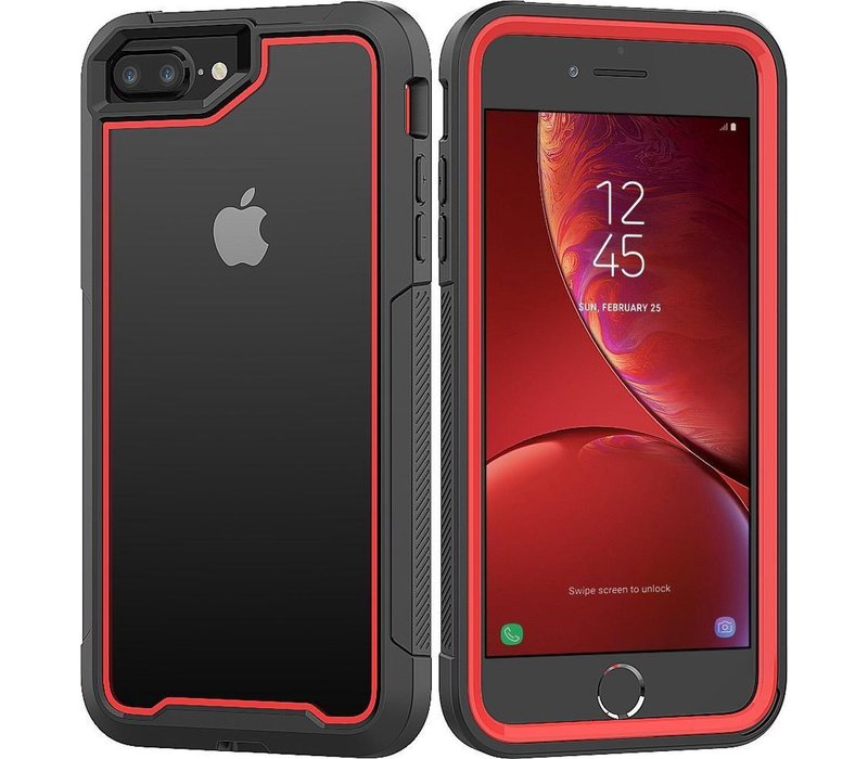 Apple iPhone 7 / 8 Plus Backcover - Zwart / Rood - Shockproof Armor - Hybrid - Drop Tested