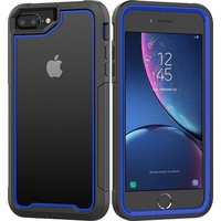 Apple iPhone 7 / 8 Plus Backcover - Zwart / Blauw - Shockproof Armor - Hybrid - Drop Tested