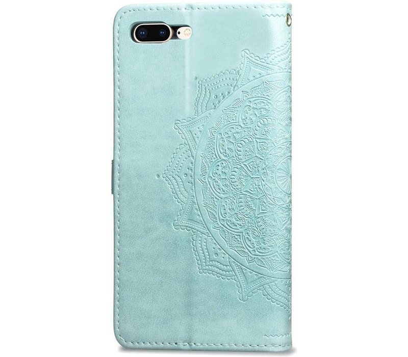 Apple iPhone 7 Plus - 8 Plus Bookcase - Groen - Bloemen - Portemonnee Hoesje