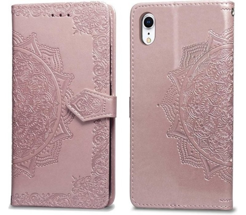 Apple iPhone XR Bookcase - Roze - Bloemen - Portemonnee Hoesje