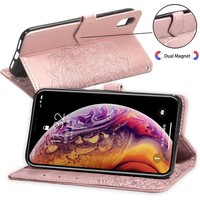 Apple iPhone XR Bookcase - Roze - Bloemen - Portemonnee Hoesje