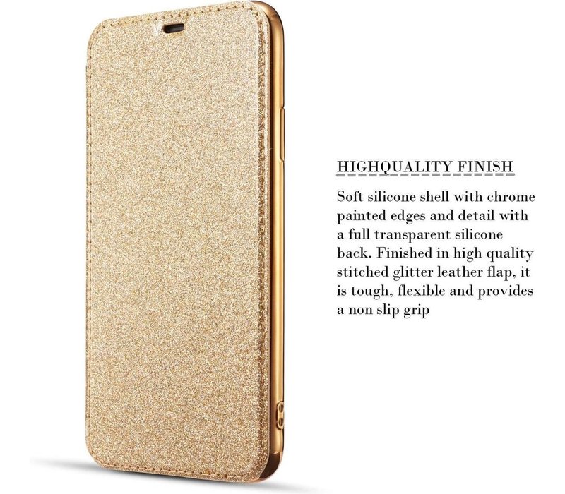 Apple iPhone 11 Pro MAX Flip hoesje - Goud - Folio Glitter