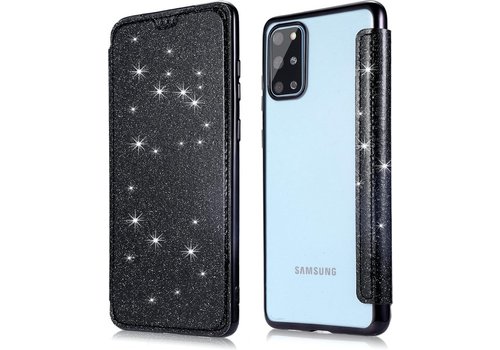 Samsung Galaxy S20 Plus Flip hoesje - Zwart - Folio Glitter