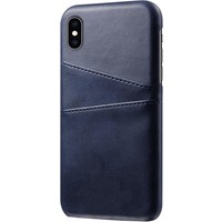 Apple iPhone X - XS Card Backcover | Donkerblauw | Hoesje | PU Leren Wallet | Pasjeshouder