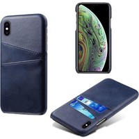 Apple iPhone X - XS Card Backcover | Donkerblauw | Hoesje | PU Leren Wallet | Pasjeshouder