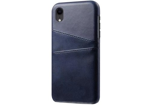 Apple iPhone XR Card Backcover | Donkerblauw | Hoesje | PU Leren Wallet | Pasjeshouder