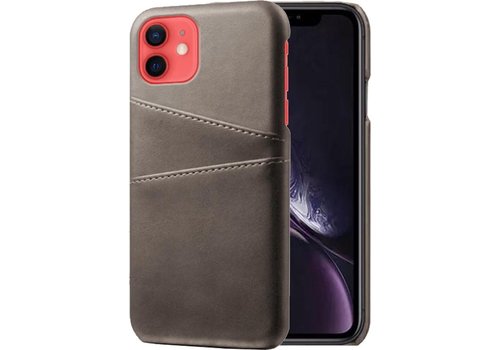 Apple iPhone 11 Card Backcover | Grijs | Hoesje | PU Leren Wallet | Pasjeshouder