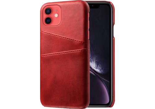 Apple iPhone 11 Card Backcover | Rood | Hoesje | PU Leren Wallet | Pasjeshouder