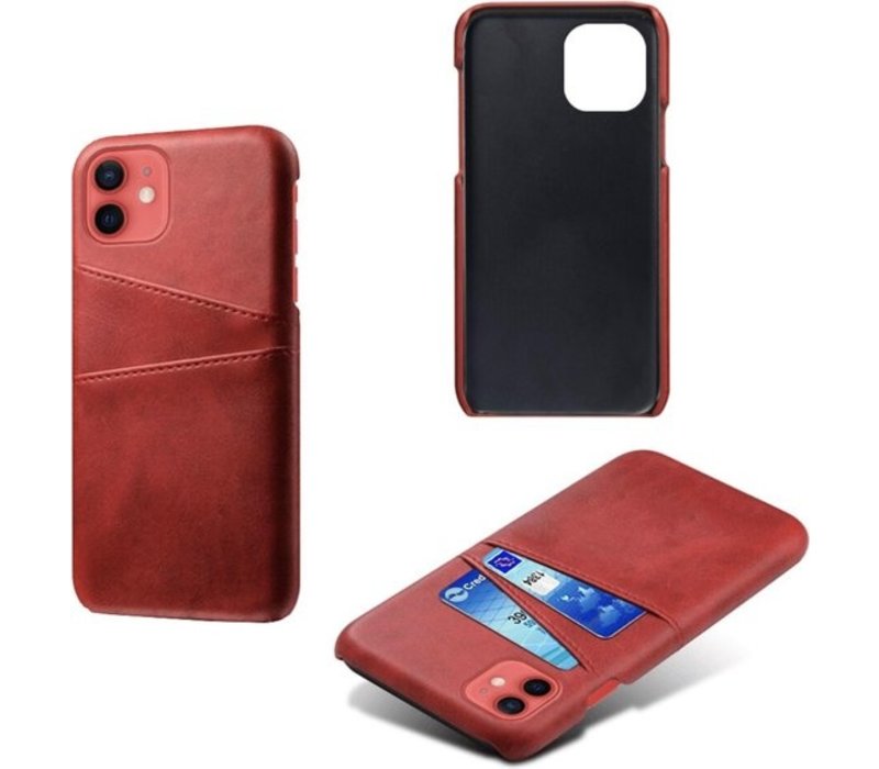 Apple iPhone 11 Card Backcover | Rood | Hoesje | PU Leren Wallet | Pasjeshouder