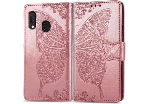 Samsung Galaxy A40 Bookcase - Roze - Vlinders - Portemonnee Hoesje