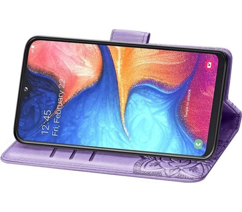 emmer goedkeuren baai Samsung Galaxy A40 Bookcase - Paars - Vlinders - Portemonnee Hoesje - YPCd