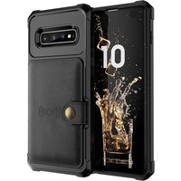 3 in 1 Backcover voor Samsung Galaxy S10 Plus | Zwart | Pasjeshouder met Magneet voor Autohouder