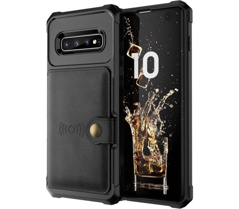 ramp noot dam 3 in 1 Backcover voor Samsung Galaxy S10 Plus | Zwart | Pasjeshouder met  Magneet voor Autohouder - YPCd