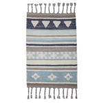 Bloomingville Mini Teppich der Kollektion Korna aus Baumwolle in blau/grau/beige