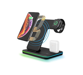 DrPhone – LEGEND series - 3 in 1 - Qi Wireless Dock Oplader Standaard - Thuislader / Kantoor DrPhone – LEGEND series - 3 in 1 - Qi Wireless Dock Oplader Standaard - Thuislader / Kantoor