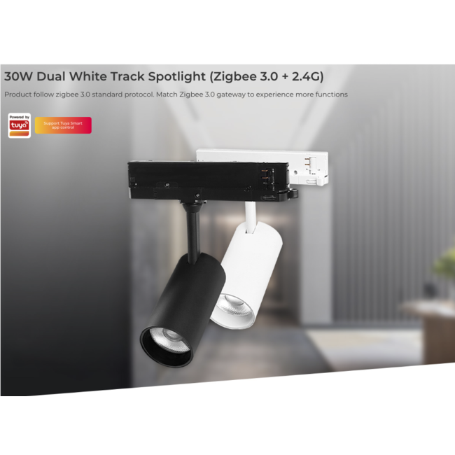 MiBoxer/Mi-Light Foco LED blanco para riel | 3 fases | CCT | 30W | Zigbee 3.0 + 2,4GHz
