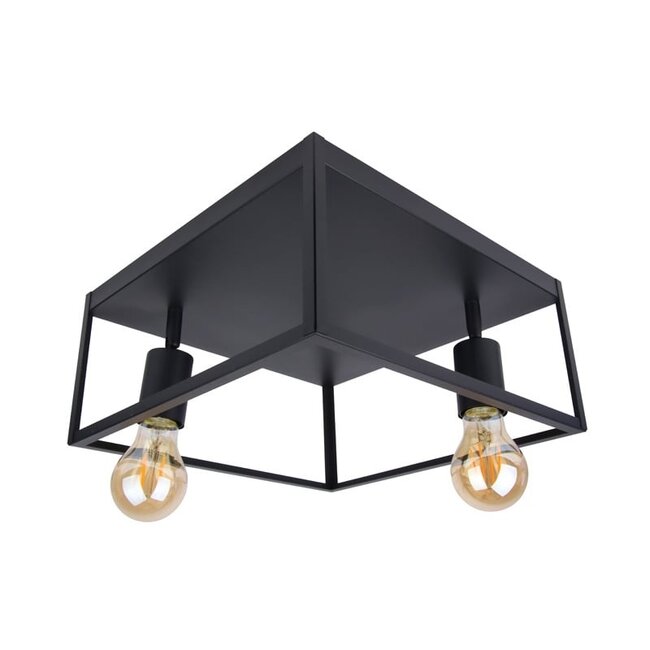 PURPL Plafón Negro | Incl. bombilla E27 - 8w - 2400K | Regulable | 2x puntos de luz | Diseño industrial