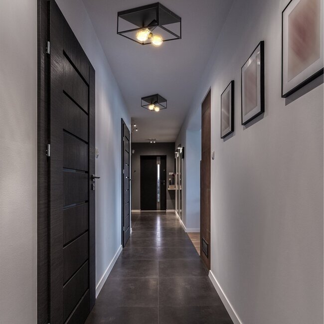 PURPL Plafón Negro | Incl. bombilla E27 - 8w - 2400K | Regulable | 2x puntos de luz | Diseño industrial