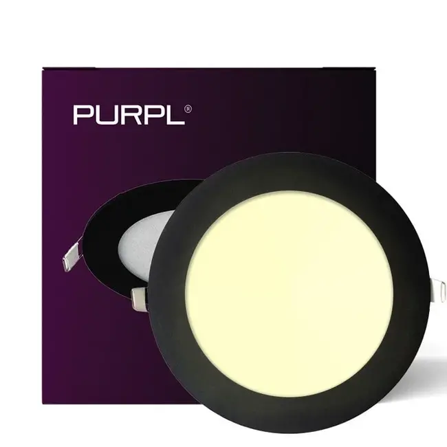 PURPL Downlight LED Empotrable Circular - Negro - ø120mm - 3000K Blanco Cálido - 6W