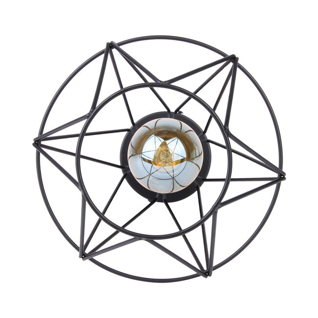 PURPL Lámpara de techo Negro | Ø18cm | incluido Fuente de luz E27 - 4W - 2400K - Regulable | Vendimia | Metal