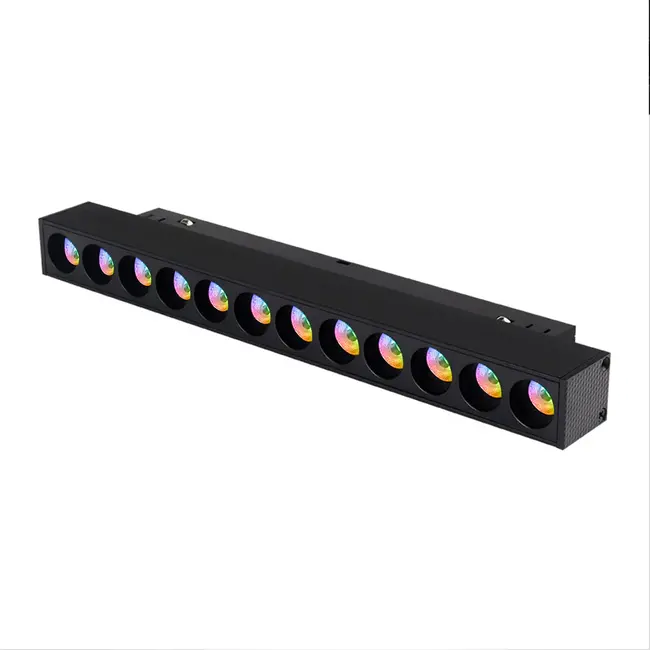 MiBoxer/Mi-Light Barra LED fija 12 puntos | Riel magnético 48V | RGB+CCT | 6W | 440 lm | Zigbee 3.0 | Regulable | Negro