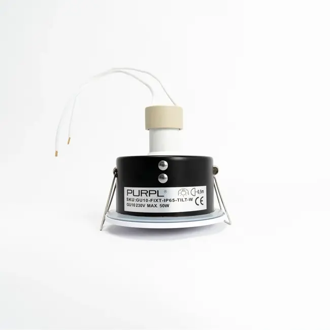 PURPL Foco empotrable redondo GU10 - Ø85mm x 45mm - IP65 - Inclinable - Con casquillo GU10 - Aluminio blanco